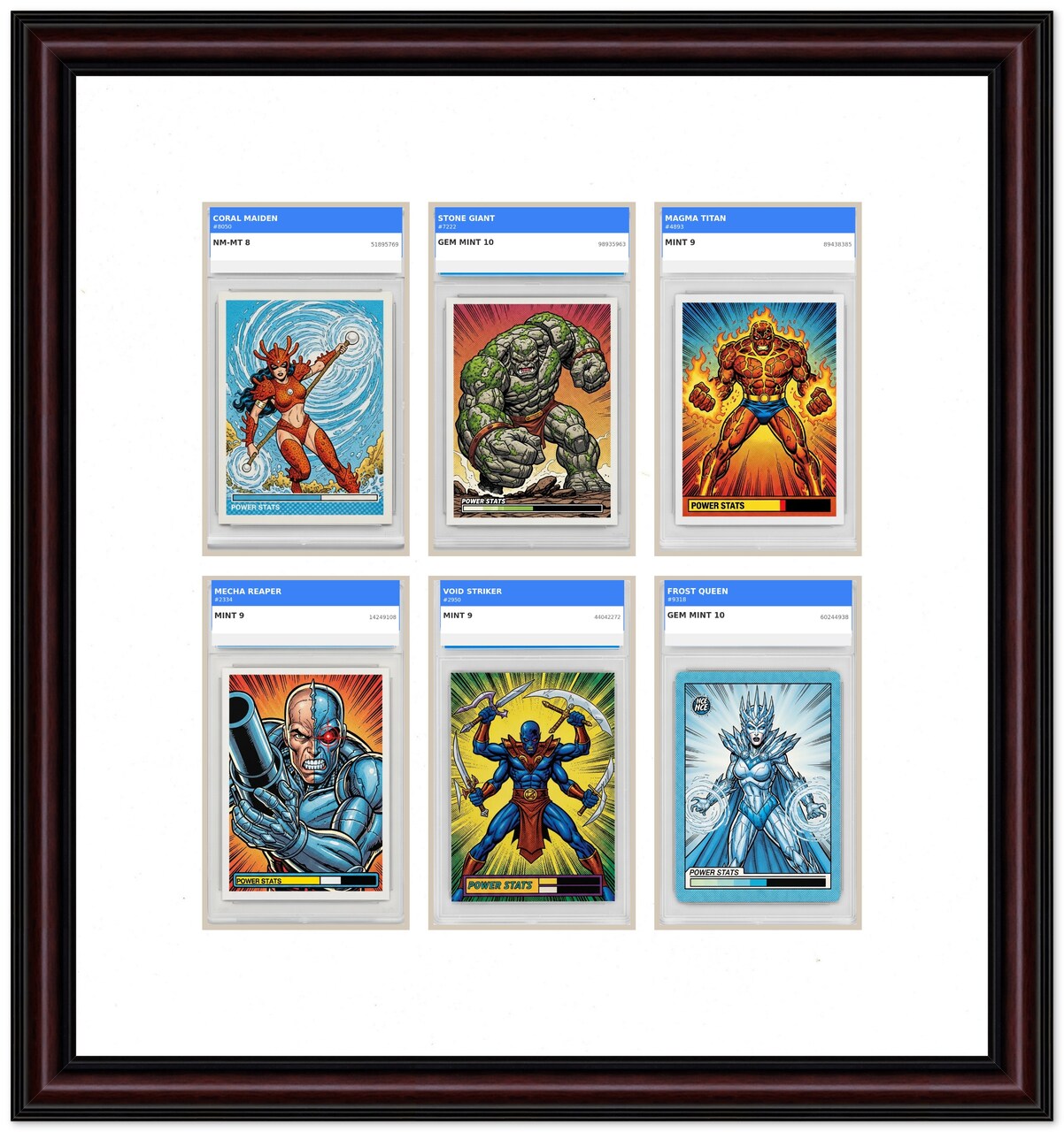 CustomPictureFrames.com Solid Wood Card Picture Frame - Executive Brown with White Mat - Multiple Sizes for PSA AGS SGC BGS TAG Slabs and Top Loaders Made in the USA